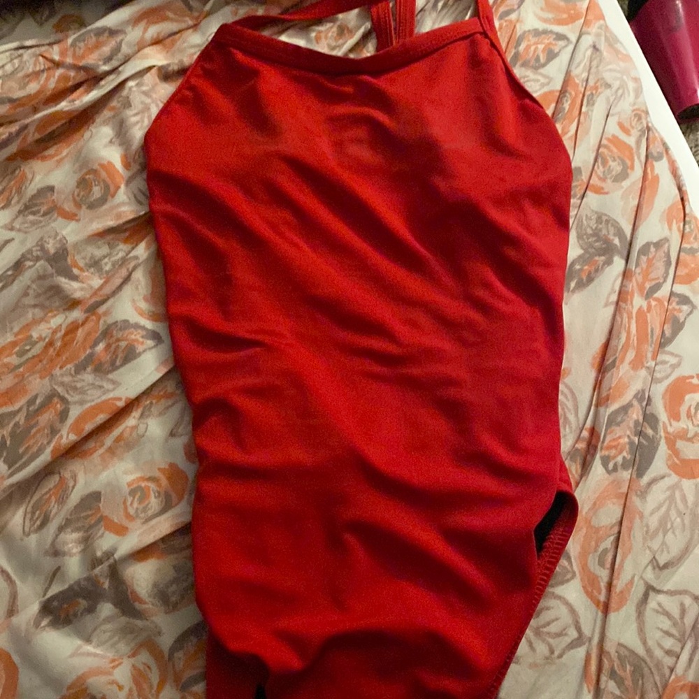 Red swim suit